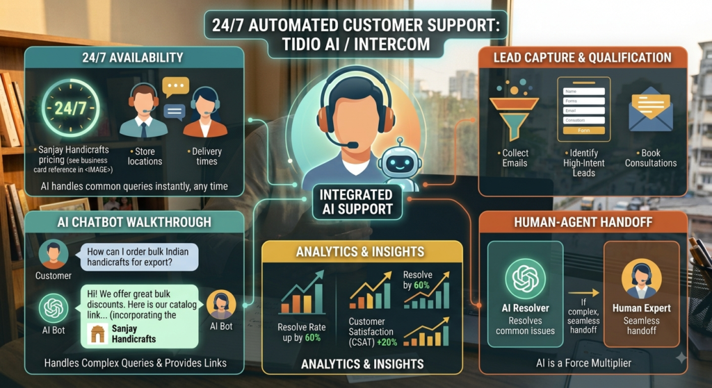 Tidio AI / Intercom: 24/7 Automated Customer Support