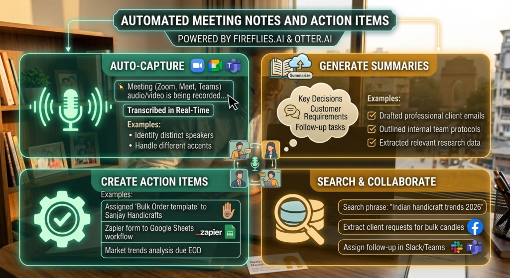 Fireflies.ai / Otter.ai: Automated Meeting Notes and Action Items