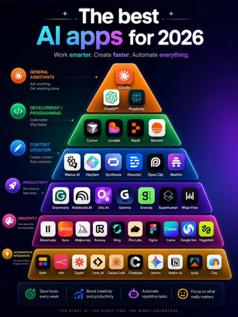 The Best AI Apps for 2026: Work Smarter, Create Faster, and Automate Everything
